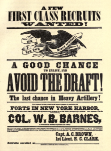 A recruiting poster for the New York Heavy Artillery with Brown's and Clark's names on it.